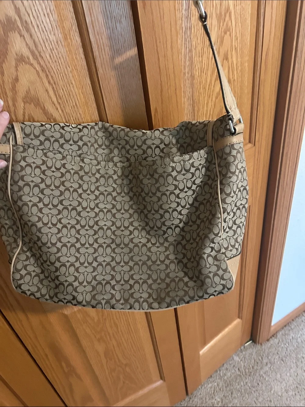 Coach Beige & Tan Signature Canvas Messenger Bag